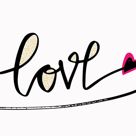 Love. Stylish brush lettering. Hand drawn design elements. Perfect design for invitations, romantic cards or party invitations for Valentine's Day, wedding, Mother's Dayのイラスト素材