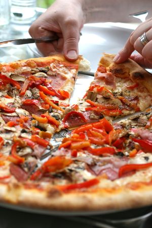 eating pizza