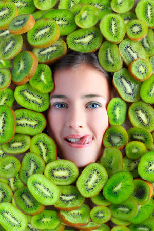 Fruit face mask. Frame of fruits. Fruit cuttingのeditorial素材