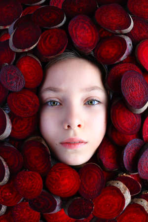 Fruit face mask. Frame of fruits. Fruit cutting