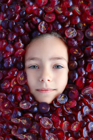 Fruit face mask. Frame of fruits. Fruit cuttingのeditorial素材
