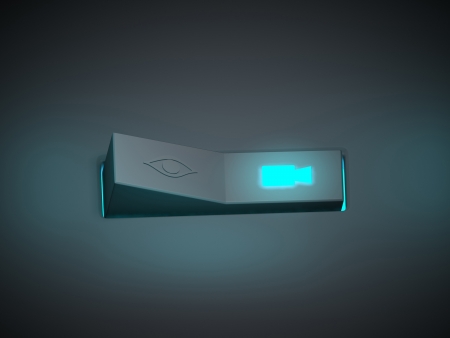 3d the button an illustration: record and to look through