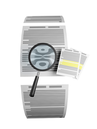3d the Image: the Magnifier searches for the necessary line on pageの写真素材