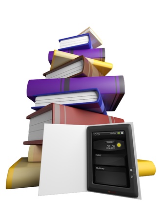 Books fly into your tablet, 3Dの写真素材