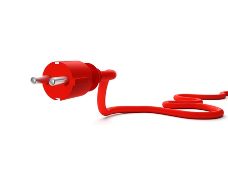 3d illustration: Red power outlet on a white backgroundの写真素材