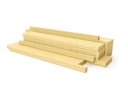 3d illustration: A group of wooden planksの写真素材