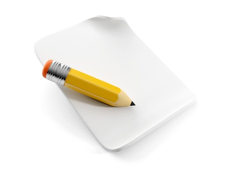 3d illustration  pencil on a sheet of whiteの写真素材