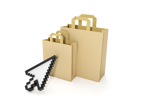 3d illustration: Purchase of goods via the Internet. online Shopの写真素材