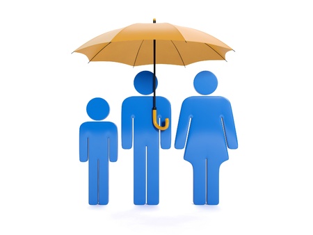 3d illustration:  Family under the umbrellaの写真素材