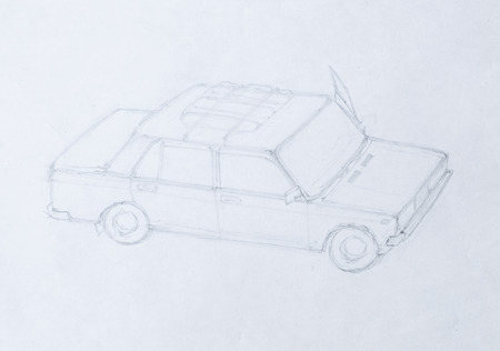 Car, pencil drawingの写真素材