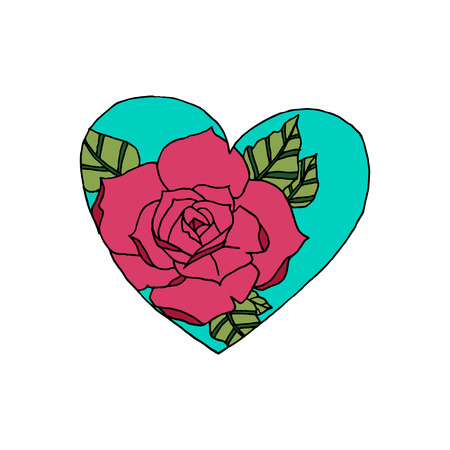 Heart and rose, vector illustration on your canvasのイラスト素材
