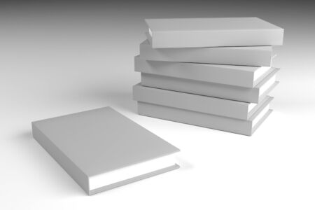mock-up gray books on white background. 3d rendering. book illustration. mock-up book. gray book.