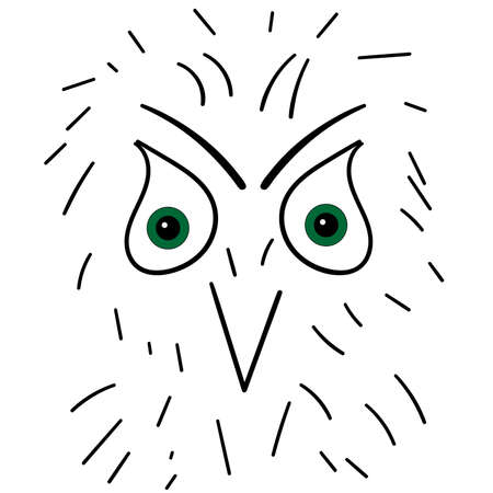 Evil-looking green-eyed chicken made from strokesのイラスト素材