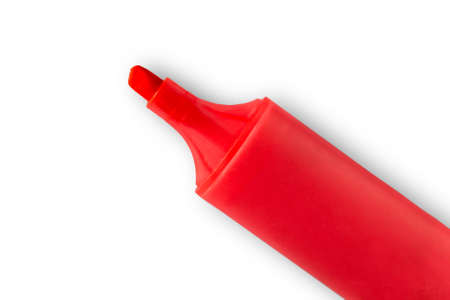 Red marker isolate on white background close-up view top
