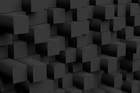 gray volumetric cubes chaotically protruding from the wall view at a slight angle 3d rendering....