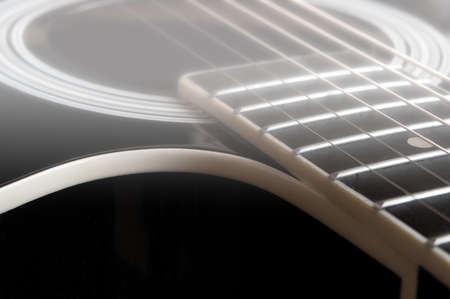 abstract musical background in the form of a fragment of acoustic guitar in a deep gradient fogの写真素材