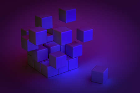 3d rendering geometric abstraction data base background from cubesの写真素材