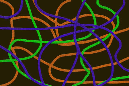 abstract confusion 3d illustration. chaotic connections in three colors