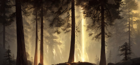 A beautiful landscape, a journey through fabulous places. Illustration for a book, idea for...