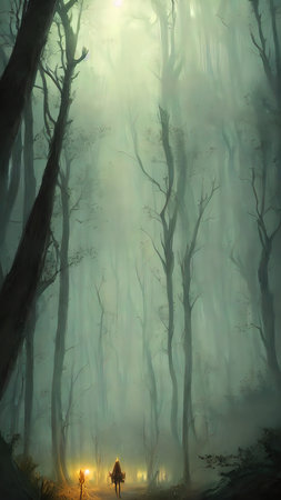 High mystical forest, the road to an unexpected adventure.の写真素材