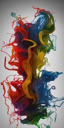 Multicolored splashes of paint, abstraction, illustration.の写真素材