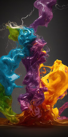 Multicolored splashes of paint, abstraction, illustration.の写真素材
