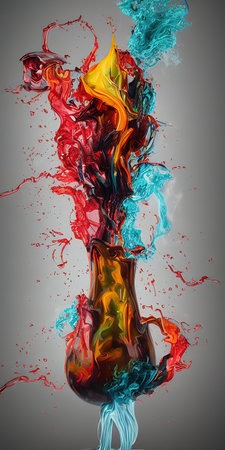 Multicolored splashes of paint, abstraction, illustration.の写真素材