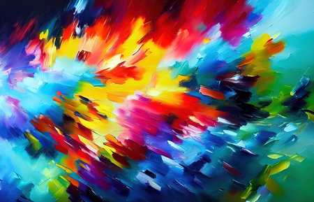 Multicolored splashes of paint, abstraction, illustration.の写真素材