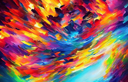 Multicolored splashes of paint, abstraction, illustration.の写真素材