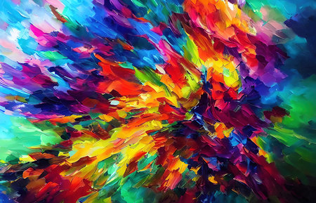 Multicolored splashes of paint, abstraction, illustration.の写真素材
