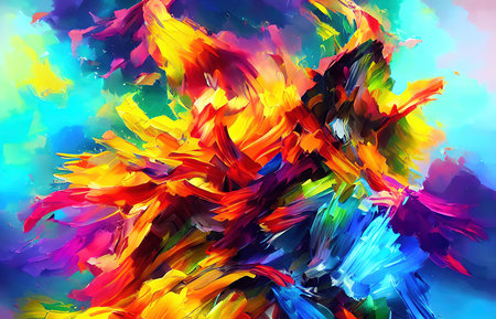 Multicolored splashes of paint, abstraction, illustration.の写真素材