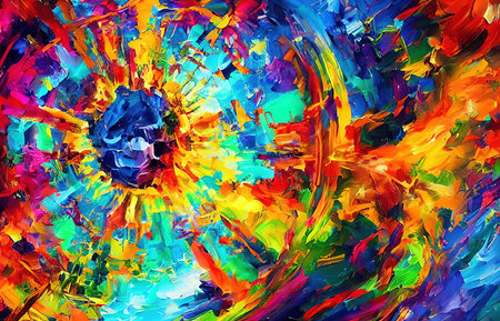 Multicolored splashes of paint, abstraction, illustration.の写真素材