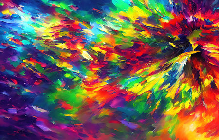 Multicolored splashes of paint, abstraction, illustration.の写真素材