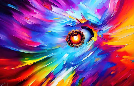 Multicolored splashes of paint, abstraction, illustration.の写真素材