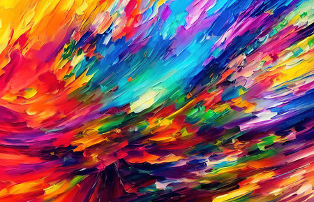 Multicolored splashes of paint, abstraction, illustration.の写真素材