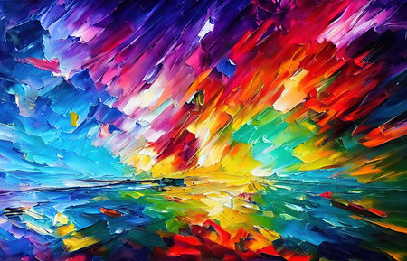 Multicolored splashes of paint, abstraction, illustration.の写真素材