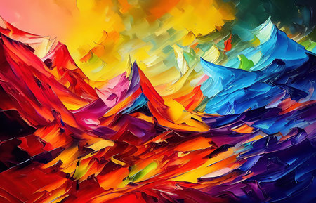 Multicolored splashes of paint, abstraction, illustration.の写真素材