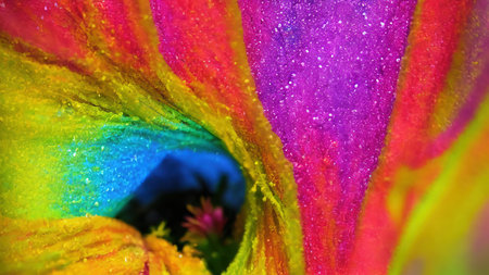 Rainbow flowers, macro photography, illustrationの写真素材