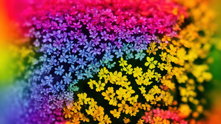 Rainbow flowers, macro photography, illustrationの写真素材