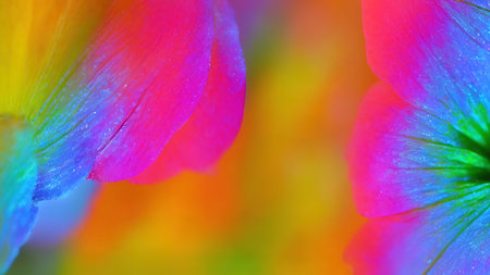 Rainbow flowers, macro photography, illustrationの写真素材