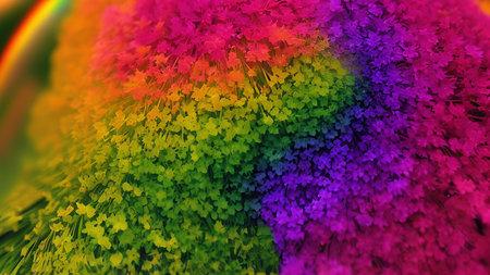 Rainbow flowers, macro photography, illustrationの写真素材