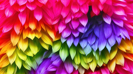 Rainbow flowers, macro photography, illustrationの写真素材
