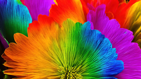 Rainbow flowers, macro photography, illustrationの写真素材