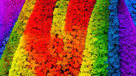 Rainbow flowers, macro photography, illustrationの写真素材