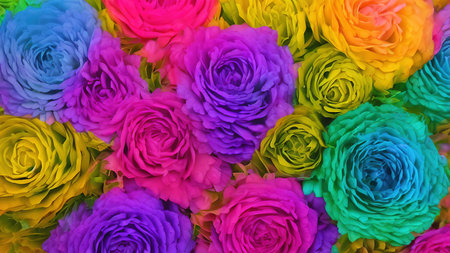 Rainbow flowers, macro photography, illustrationの写真素材