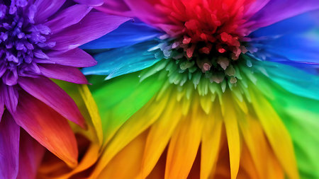 Rainbow flowers, macro photography, illustrationの写真素材
