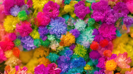 Rainbow flowers, macro photography, illustration