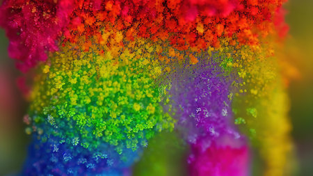 Rainbow flowers, macro photography, illustrationの写真素材