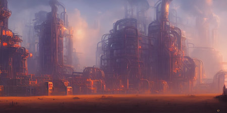 Industrial area, cities of the future. Illustration, concept art.の写真素材