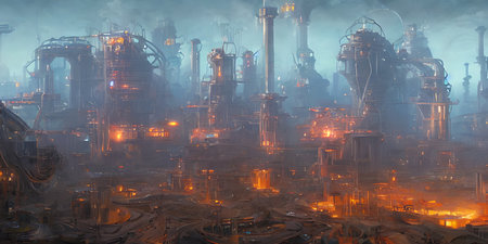 Industrial area, cities of the future. Illustration, concept art.の写真素材